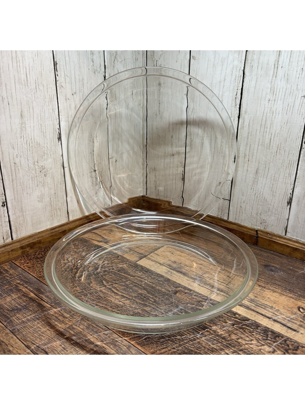 Vintage PYREX #209 Lot of 2 Glass Pie Plates Baking Dish Pans 8 1/2 inch Clear